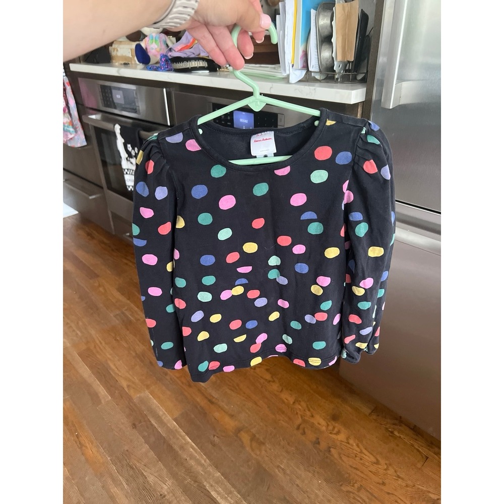 Hanna Andersson black colorful dot shirt girls‎ size 6-7